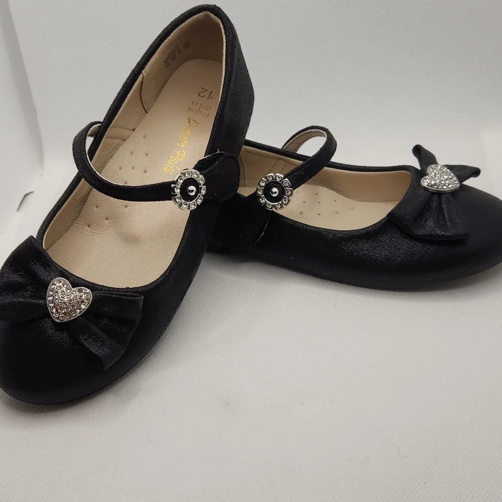 DREAM PAIRS Mary Jane Shoes Heart Rhinestone Front Bow Ballerina Flats Size 12